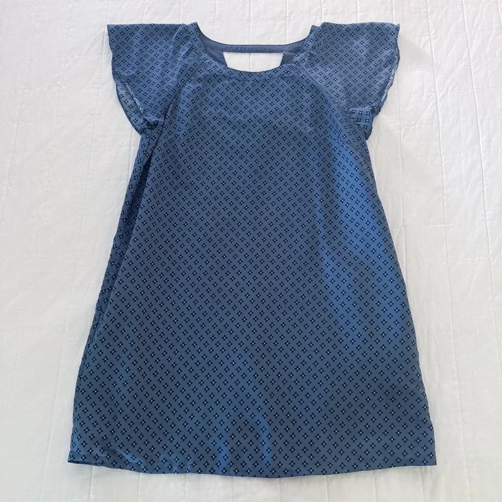 Abercrombie & Fitch Dress Womens SMALL Blue Mini Shift Dress EUC Satin Feel